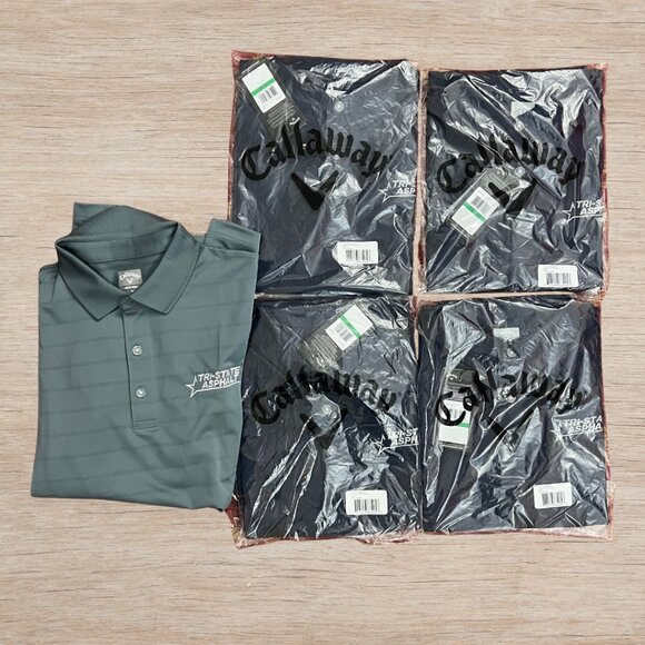 NWT Lot of Callaway Men's Golf Polo Shirts Navy Peacoat 4-pc + 1 Free Shirt Sz L - Picture 1 of 5